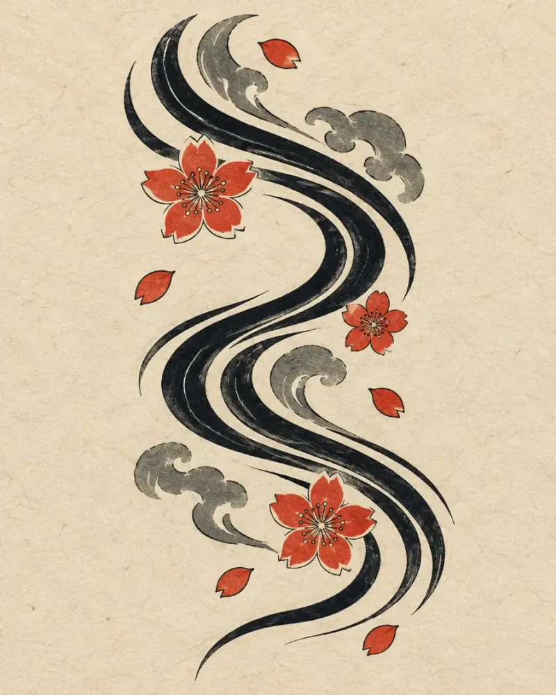 Wind bars (風) tattoo design
