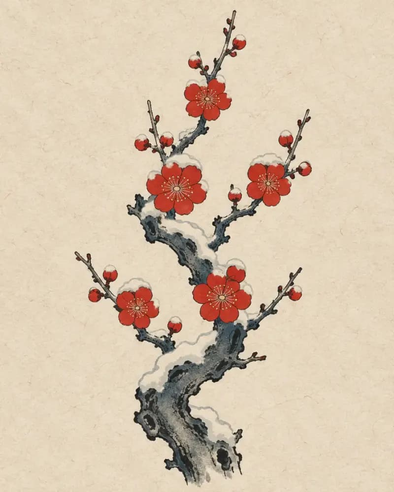 Plum blossom (梅) tattoo design