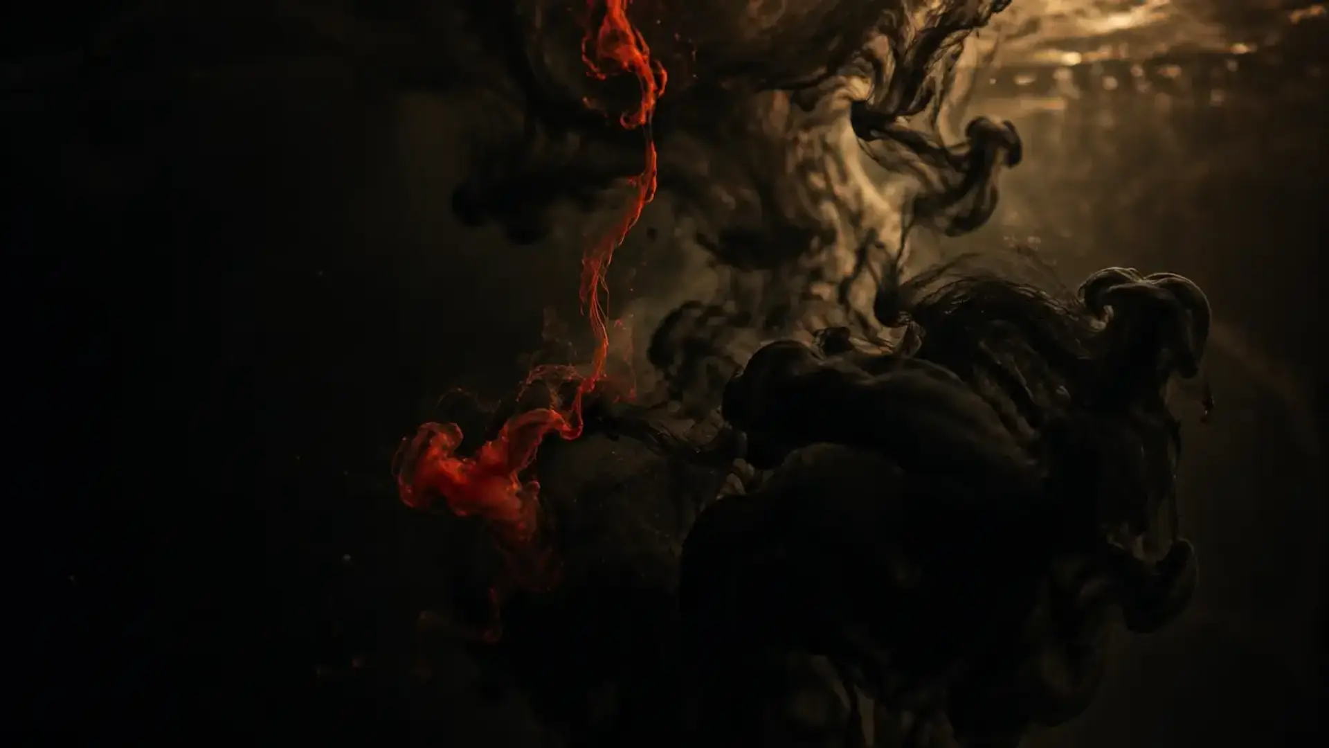 Black ink dispersing in dark water